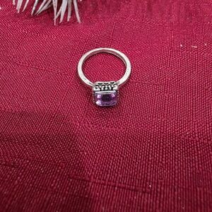 Elegant Silver Ring with Purple Gemstone